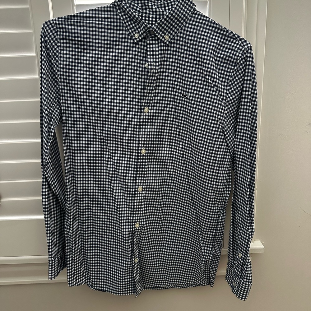 Vineyard Vines Navy and White Checkered Shirt